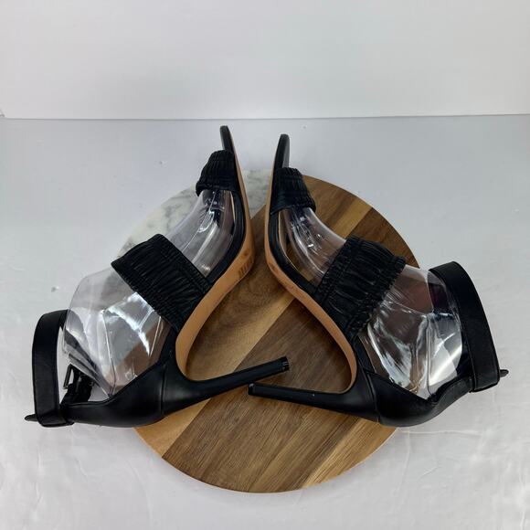 VINCE CAMUTO Leather KANITTA Black Ankle Strap Open Toes Stiletto Heels Size 9.5 - Picture 8 of 11
